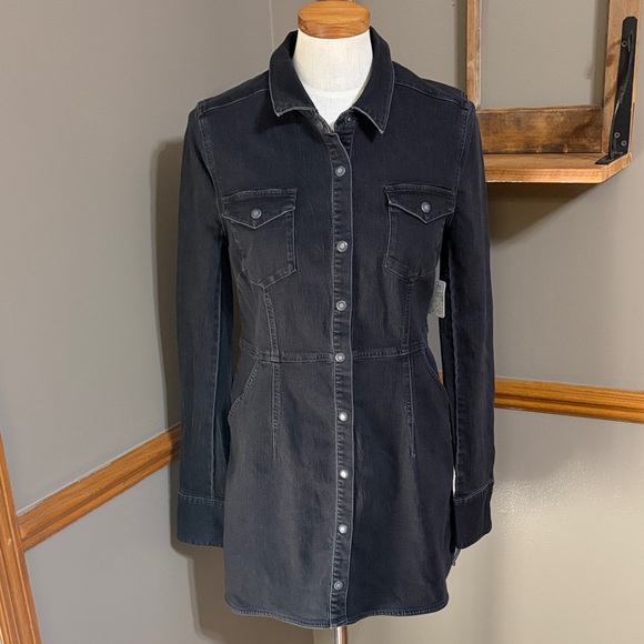 Free People Dresses & Skirts - Free people black denim long sleeve dress with pockets size medium